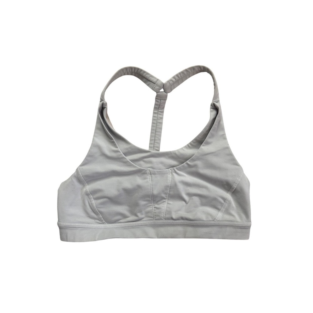lululemon Off White Strappy Racerback Sports Bra Size 6 Sporty Minimalist Yoga